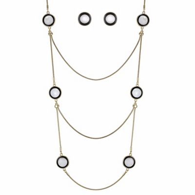 Black pearl disc jewellery set